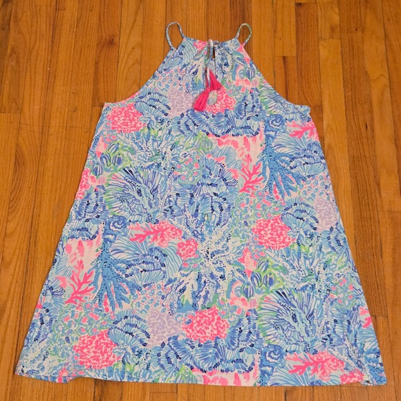 Lilly Pulitzer MARGOT Swing Dress Halter Neck Coral Print Women's Size Medium‎ - Picture 3 of 6